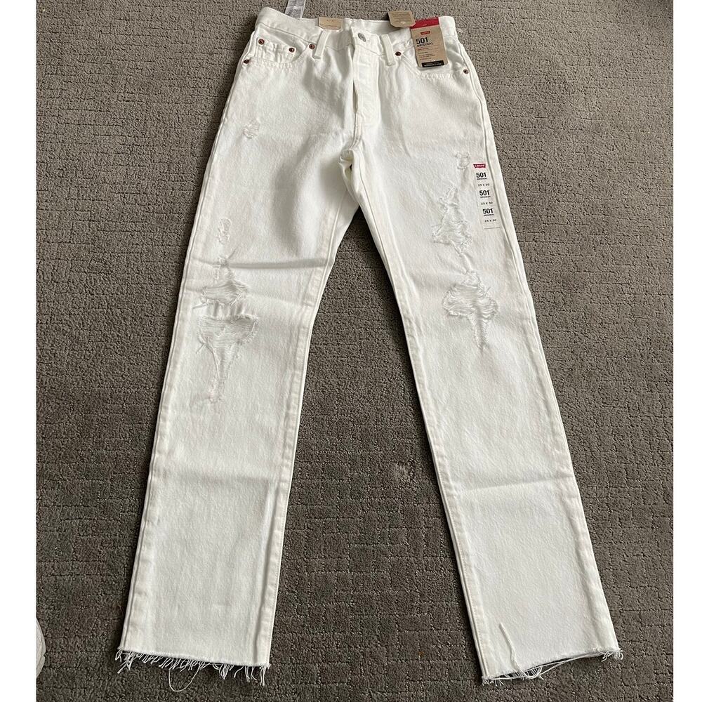 Levis 501 High Rise Straight Distressed Jean